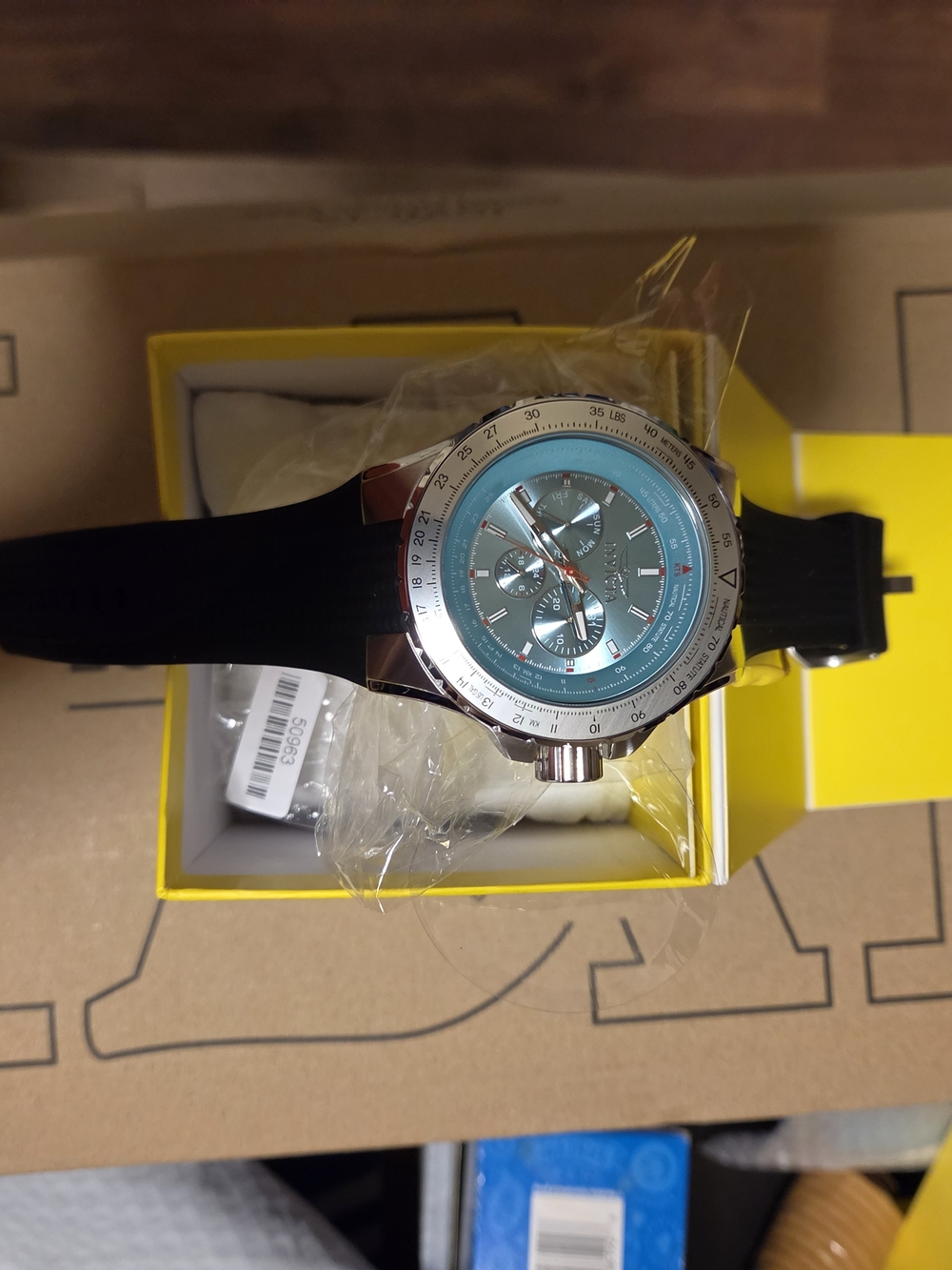 Invicta Shockwave Blue Dial Chronograph with Black Strap